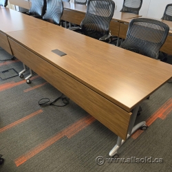 Modular Rolling Training Nesting Table w/ Privacy Screen, Power